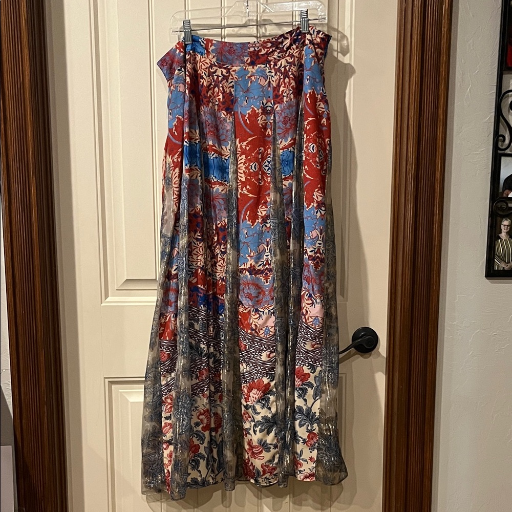 Anthropology HEMANT & NANDITA Multicolor Floral A-Line Skirt size L